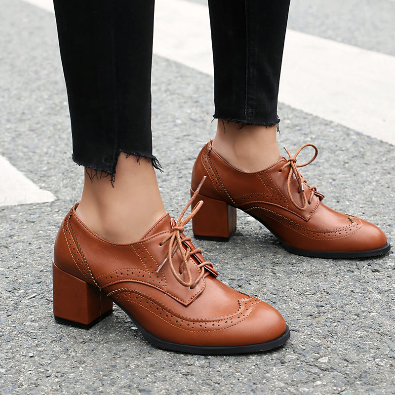 Oxford Lace Up Women - Plus Size 36-48 Marrone Nero Colore
